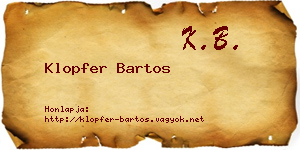Klopfer Bartos névjegykártya